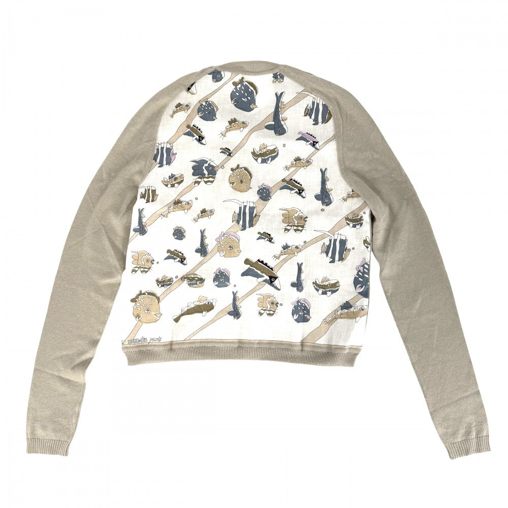 HERMES エルメス セット カーディガン ノースリーブ マルジェラ期 魚 アパレル 服 XS ベージュ 春 夏 麻 レディース【中古品】