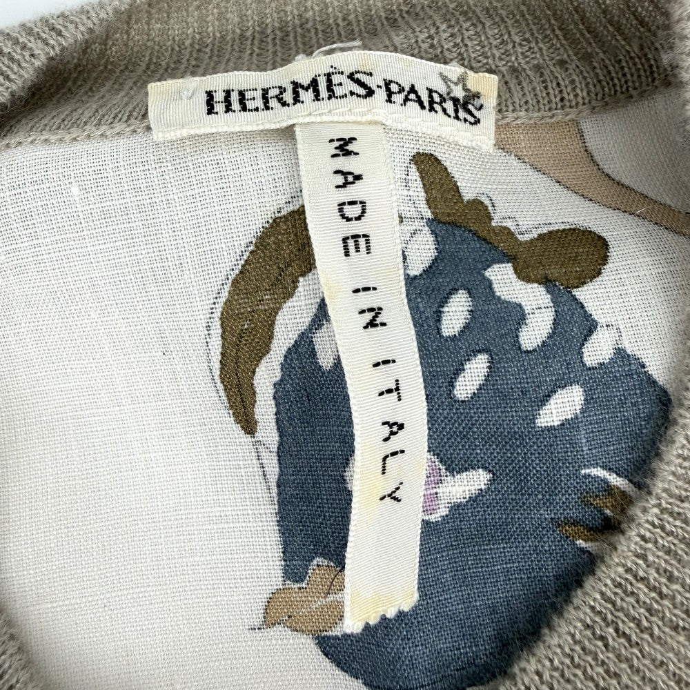 HERMES エルメス セット カーディガン ノースリーブ マルジェラ期 魚 アパレル 服 XS ベージュ 春 夏 麻 レディース【中古品】