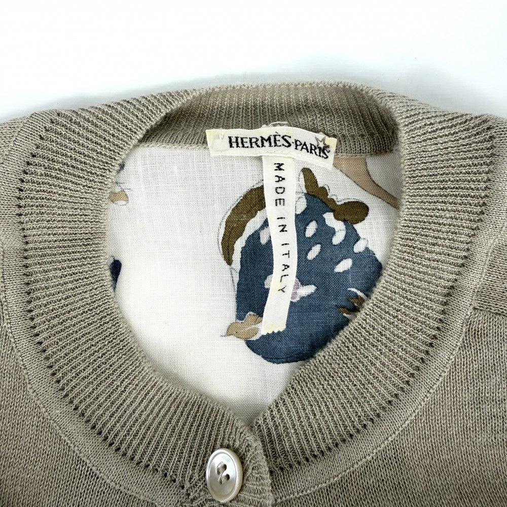 HERMES エルメス セット カーディガン ノースリーブ マルジェラ期 魚 アパレル 服 XS ベージュ 春 夏 麻 レディース【中古品】