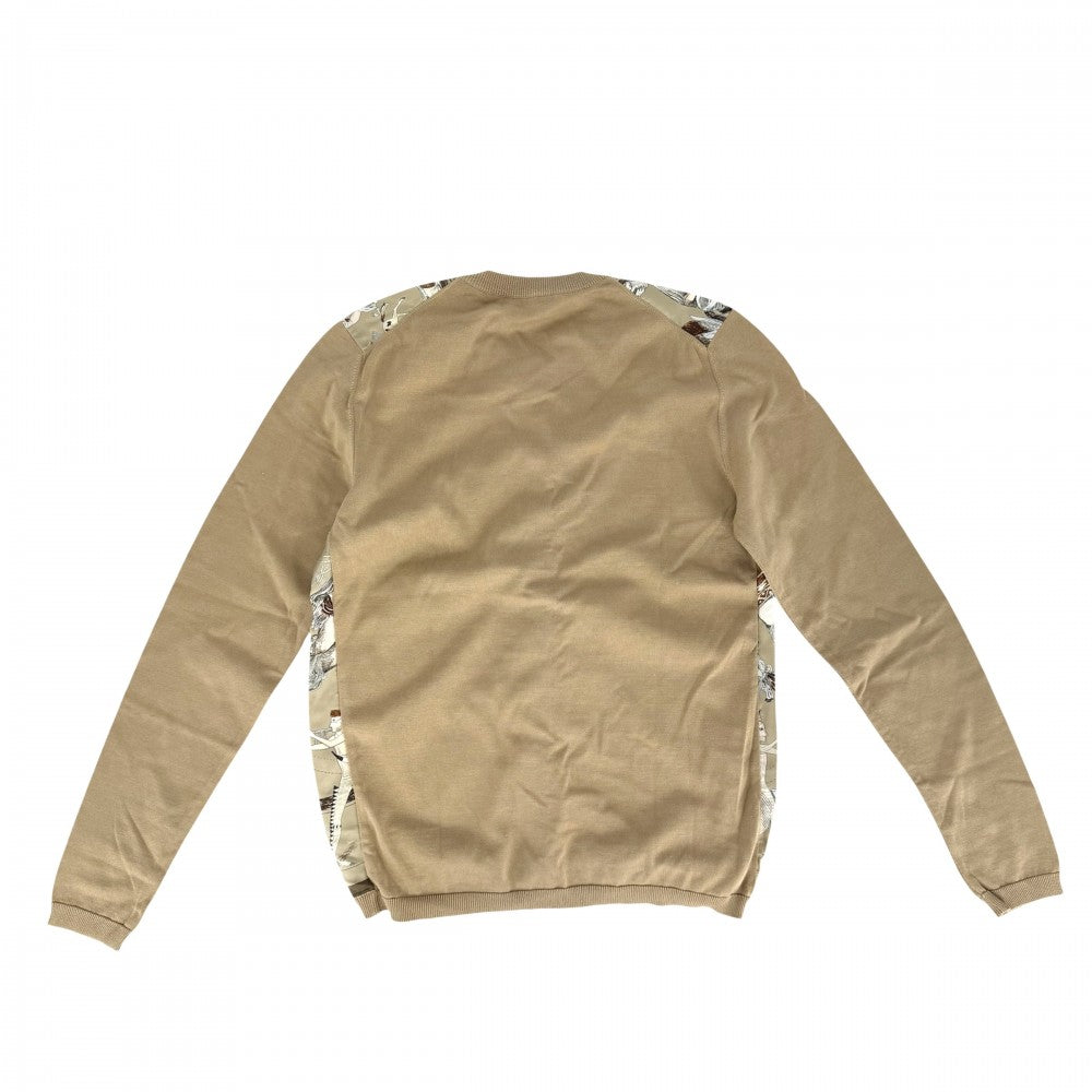 【秋物特集】 HERMES エルメス カーディガン シルク切り替え アニマル アパレル 服 XS ベージュ マルチカラー 春 秋 シルク レディース【中古品】