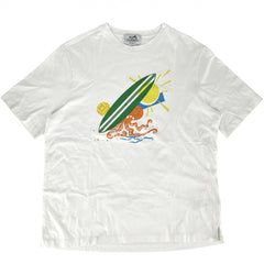【開店SALE】 HERMES エルメス 半袖Ｔシャツ プールウォッチ クルーネック トップス サーフィン タコ 太陽 アパレル 服 M ホワイト 白 マルチカラー 春 夏 コットン レディース【中古品】