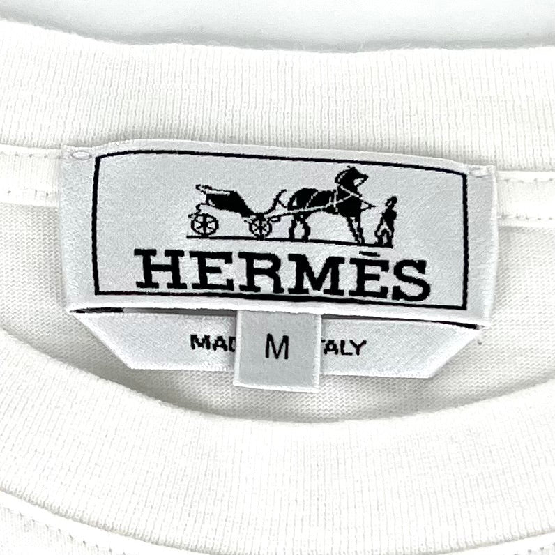 【開店SALE】 HERMES エルメス 半袖Ｔシャツ プールウォッチ クルーネック トップス サーフィン タコ 太陽 アパレル 服 M ホワイト 白 マルチカラー 春 夏 コットン レディース【中古品】