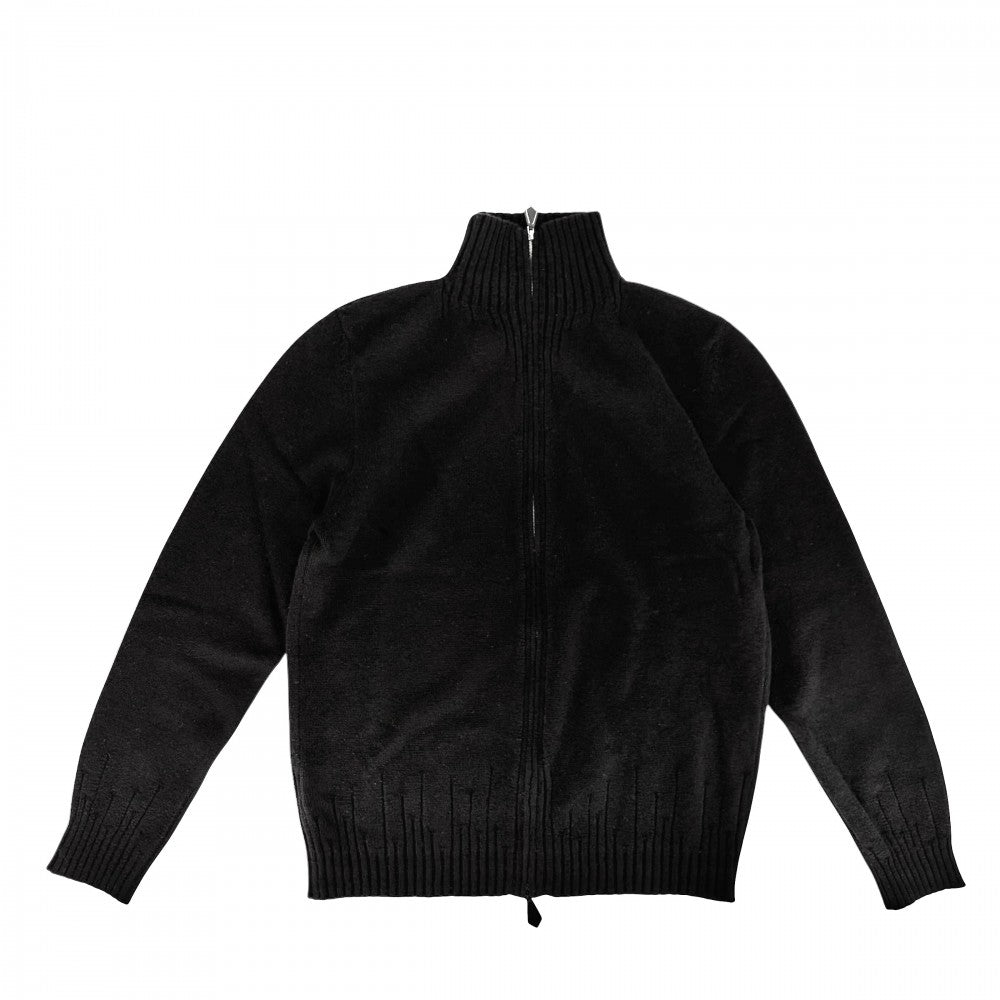 HERMES エルメス ニット ジップアップ ハイネック セーター 長袖 アパレル トップス 服 L ブラック 黒 シルバー金具 秋 冬 カシミヤ レディース【中古品】