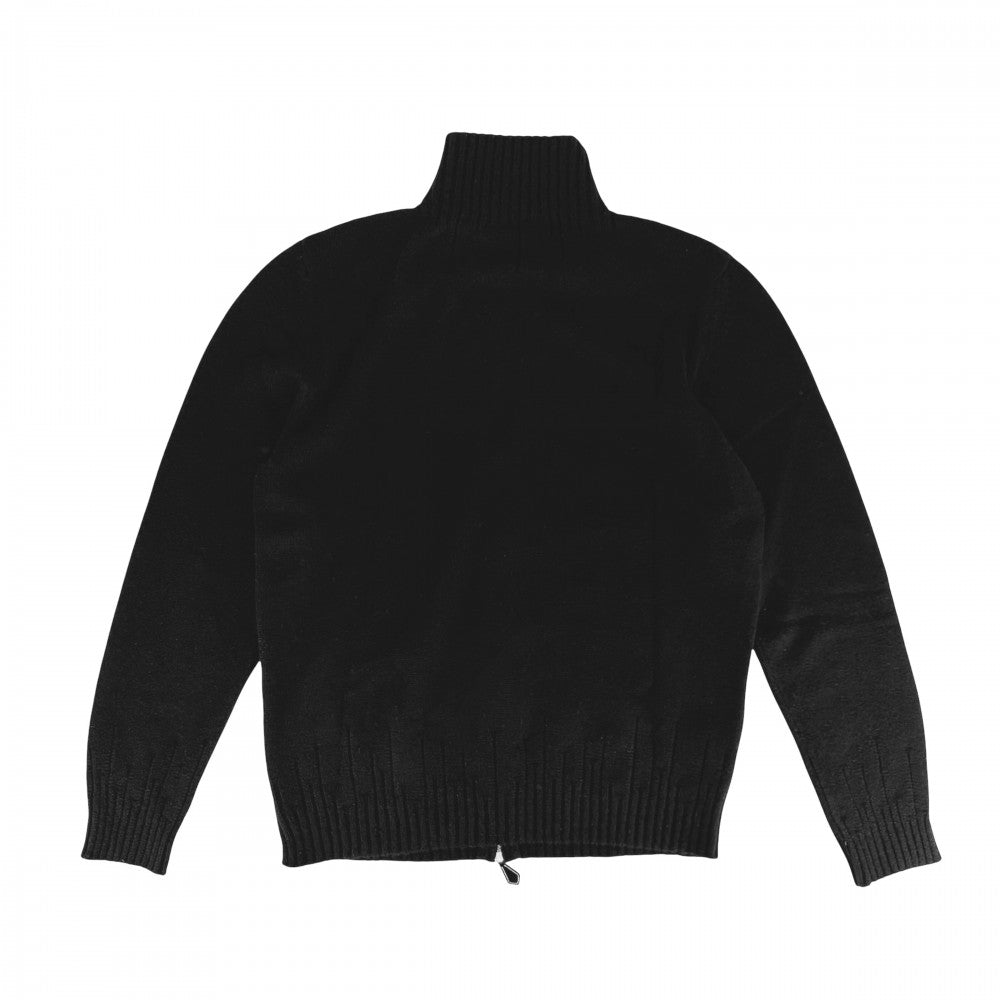 HERMES エルメス ニット ジップアップ ハイネック セーター 長袖 アパレル トップス 服 L ブラック 黒 シルバー金具 秋 冬 カシミヤ レディース【中古品】