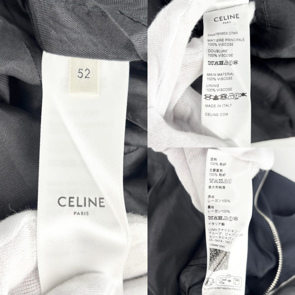 CELINE セリーヌ ブルゾン トリオンフ ジャケット アウター アパレル 服 52 2W47B585X ダークネイビー シルバー金具 春 秋 レーヨン レディース【中古品】