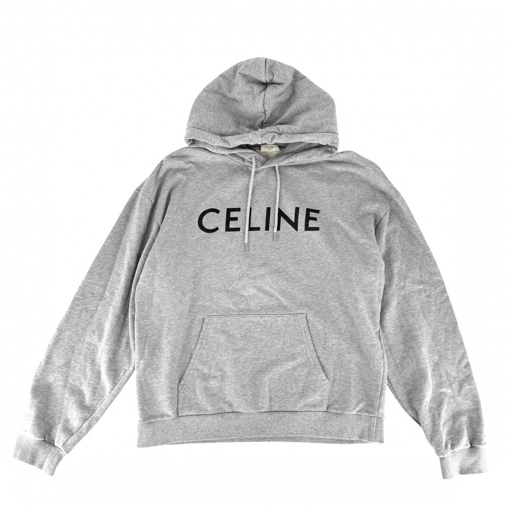 CELINE セリーヌ パーカー ルーズフーディー トップス アパレル 服 XXL 2Y321670Q グレー シルバー金具 春 秋 冬 コットン メンズ【中古品】