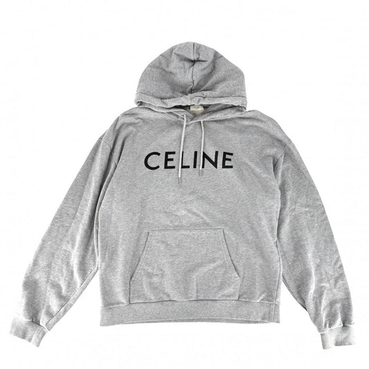 【秋物特集】 CELINE セリーヌ パーカー ルーズフーディー トップス アパレル 服 XXL 2Y321670Q グレー シルバー金具 春 秋 冬 コットン メンズ【中古品】