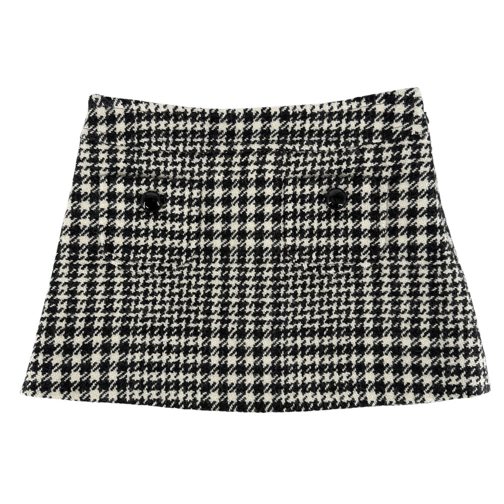 CELINE セリーヌ スカート ミニスカート ツイード 34 ホワイト 白 ブラック 黒 ブラック金具 ウール ナイロン レーヨン キッズ【中古品】