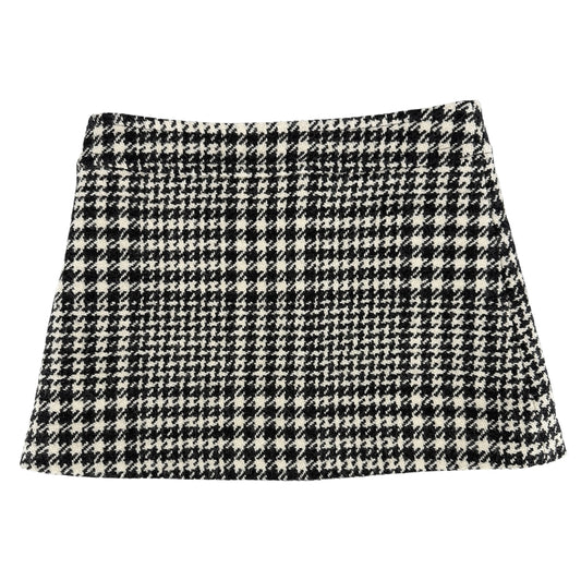 CELINE セリーヌ スカート ミニスカート ツイード 34 ホワイト 白 ブラック 黒 ブラック金具 ウール ナイロン レーヨン キッズ【中古品】