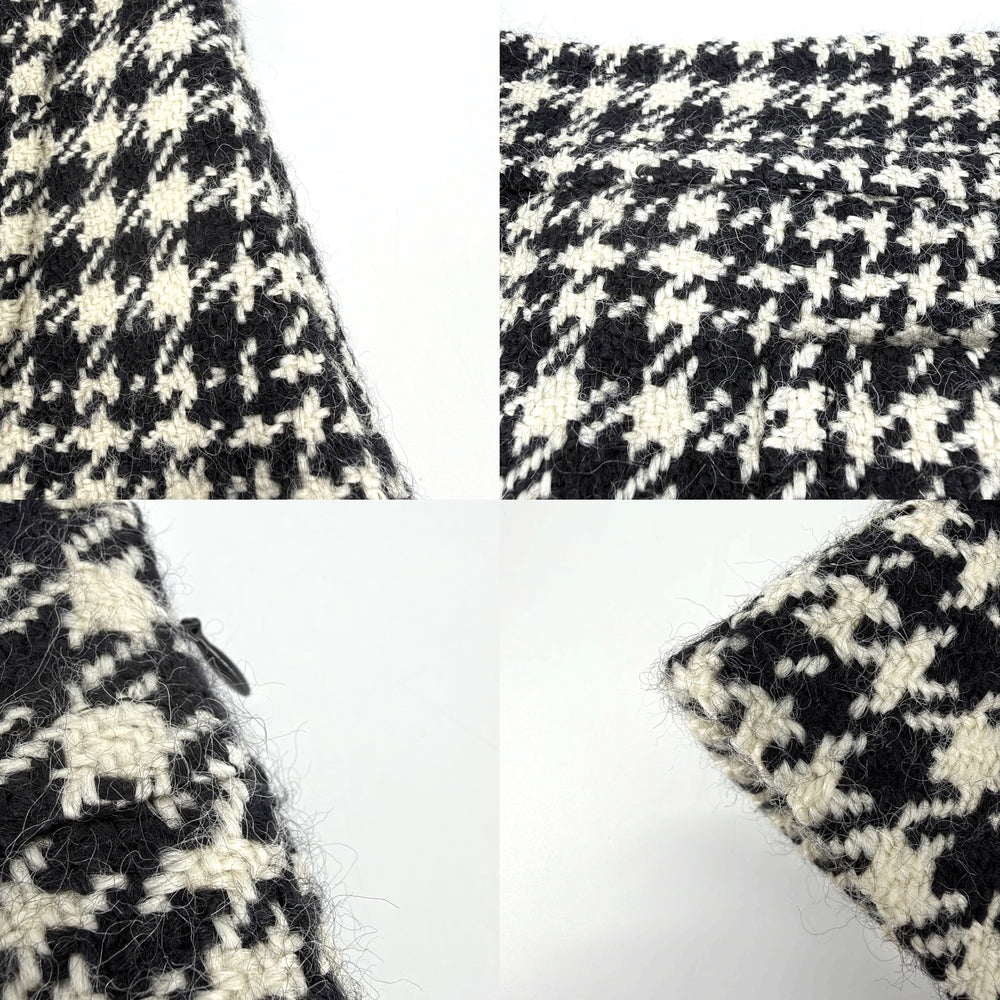 CELINE セリーヌ スカート ミニスカート ツイード 34 ホワイト 白 ブラック 黒 ブラック金具 ウール ナイロン レーヨン キッズ【中古品】