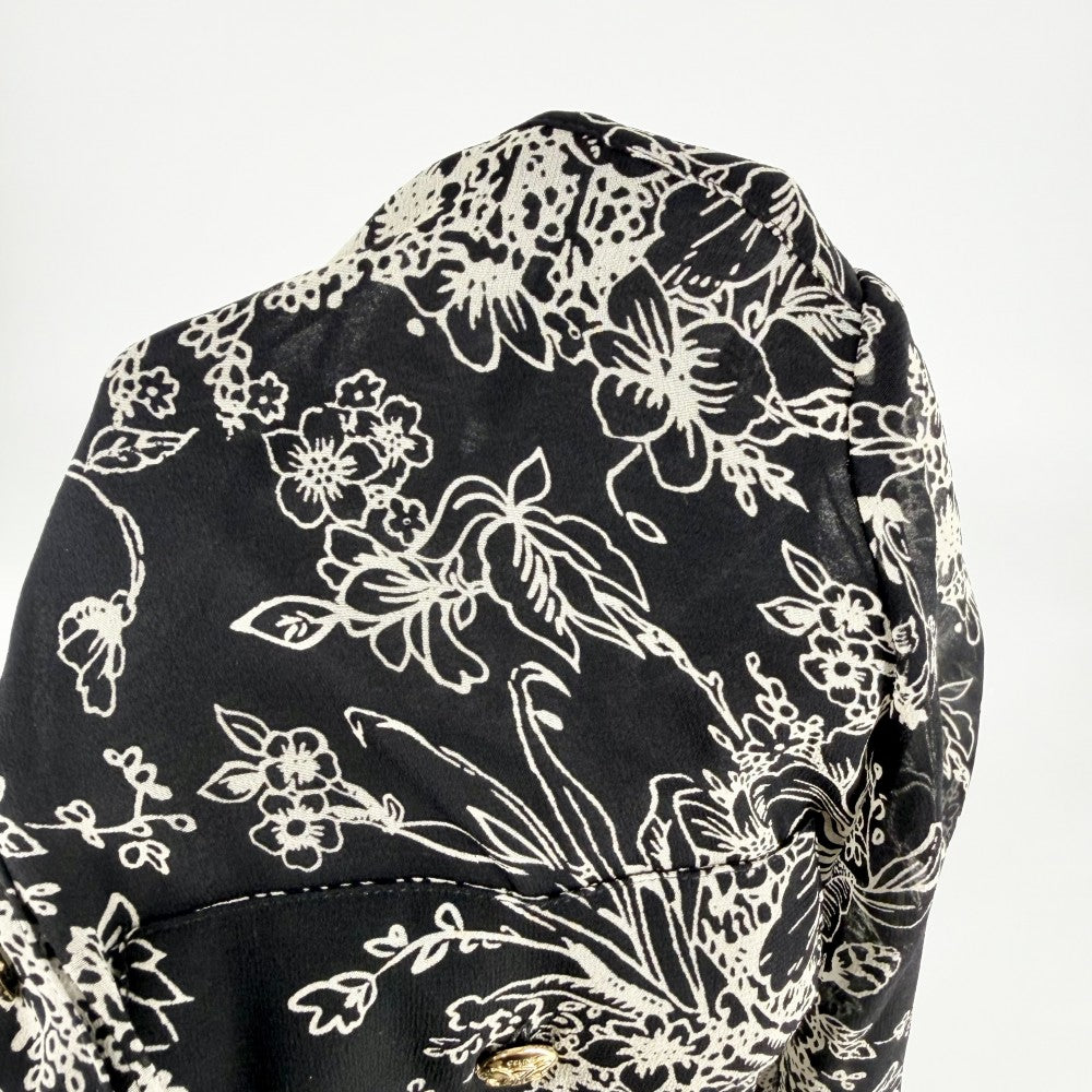 CELINE セリーヌ ワンピース 花柄 ボウタイ 長袖 アパレル 服 38 ブラック 黒 ベージュ ゴールド金具 シルク レディース【中古品】