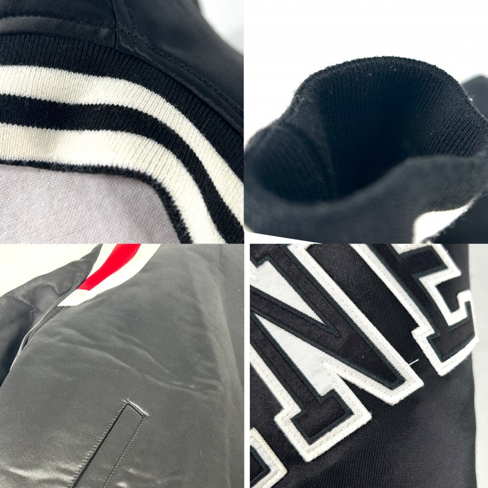 【開店SALE】 CELINE セリーヌ ブルゾン ロゴ アウター ボンバージャケット アパレル 服 46 ブラック 黒 シルバー金具 ウール レーヨン メンズ【中古品】