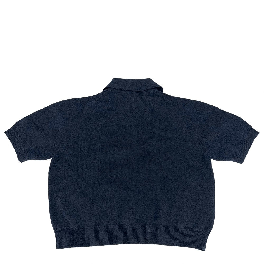 MIUMIU ミュウミュウ ポロシャツ 半袖 アパレル 服 38 ネイビー 紺 ゴールド 春 夏 カシミヤ レディース【中古品】