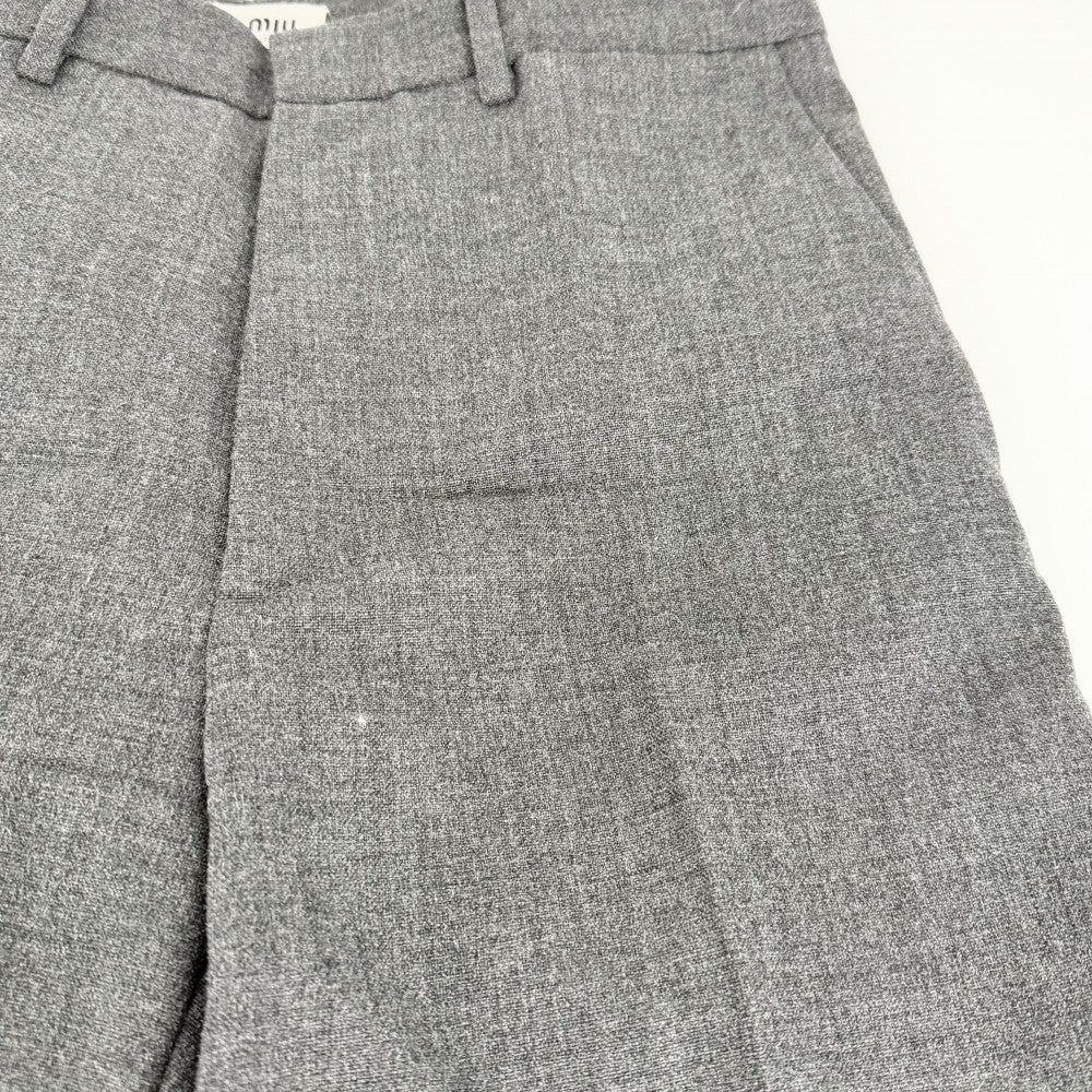 MIUMIU ミュウミュウ パンツ バックロゴ ボトム スラックス アパレル 服 38 グレー 秋 冬 ウール レディース【中古品】