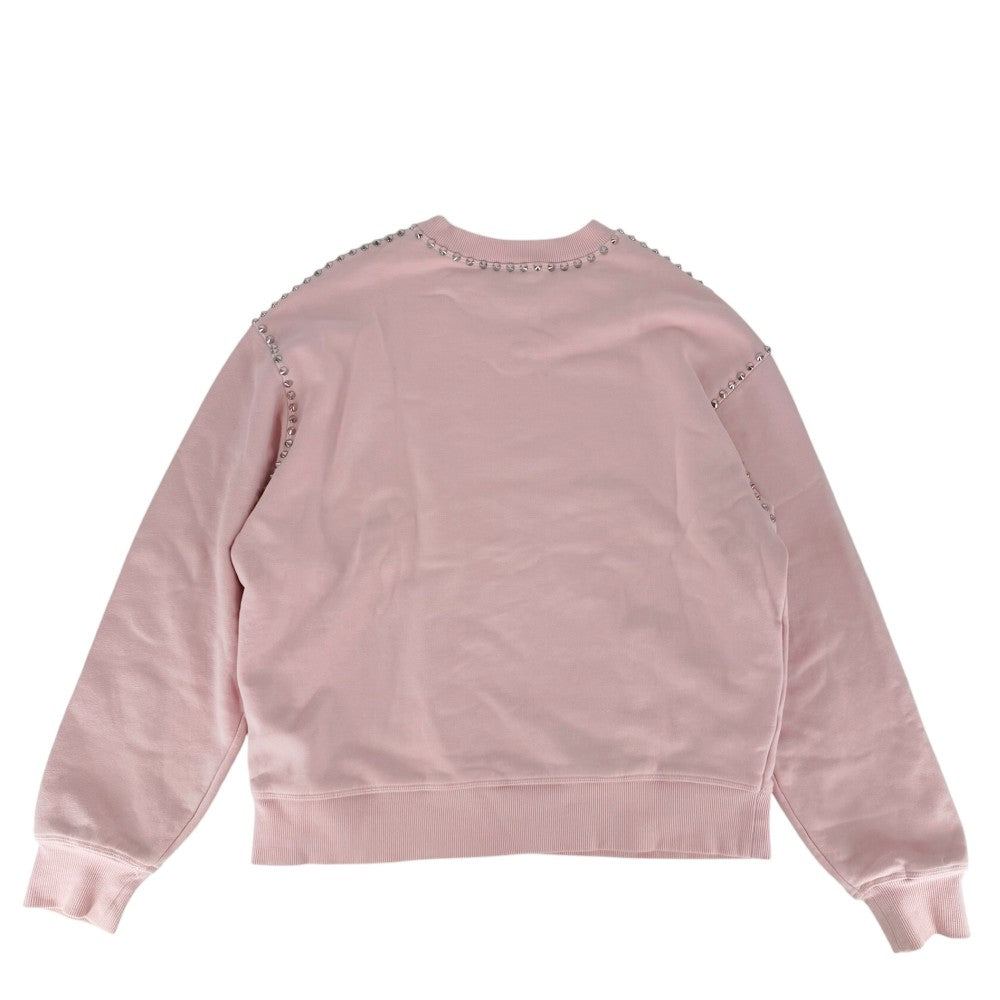 MIUMIU ミュウミュウ スウェット ロゴ スタッズ 長袖 トップス アパレル 服 裏起毛 S ピンク 秋 冬 コットン レディース【中古品】