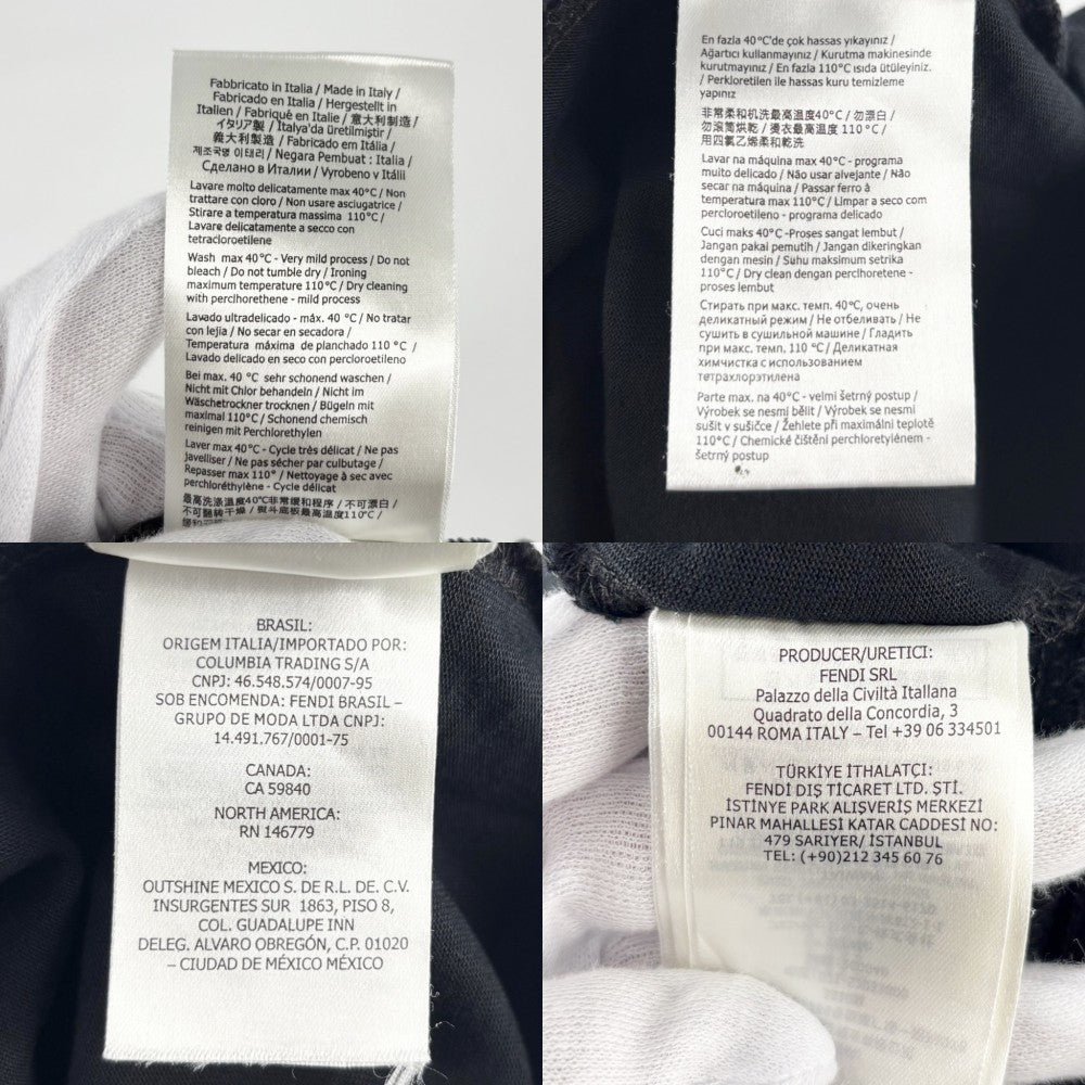 【開店SALE】 FENDI フェンディ 半袖Ｔシャツ ズッカ トップス アパレル ロゴポケット クルーネック 服 カットソー M FAF682 ブラック 黒 シルバー金具 春 夏 コットン レディース【中古品】