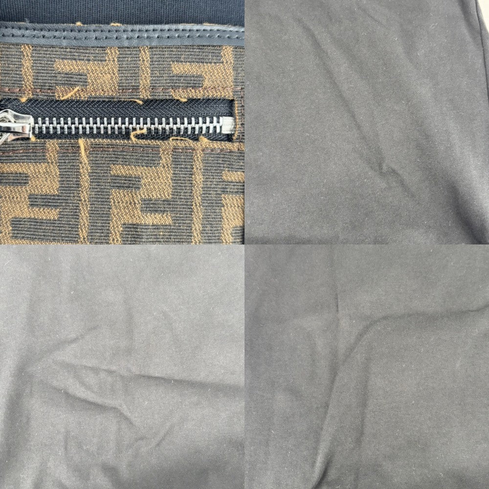 【開店SALE】 FENDI フェンディ 半袖Ｔシャツ ズッカ トップス アパレル ロゴポケット クルーネック 服 カットソー M FAF682 ブラック 黒 シルバー金具 春 夏 コットン レディース【中古品】