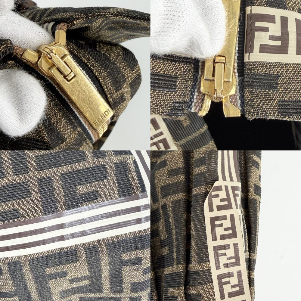 【開店SALE】 FENDI フェンディ アウター ズッカ ジャケット アパレル ロゴ 服 マウンテンパーカー 48 ブラウン 茶 ゴールド金具 ポリエステル コットン アクリル メンズ【中古品】