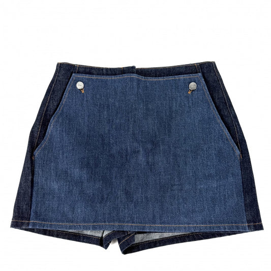 FENDI フェンディ ボトムス デニム キュロットパンツ ショートパンツ アパレル 服 40 インディゴ ガンメタル金具 コットン レディース【中古品】