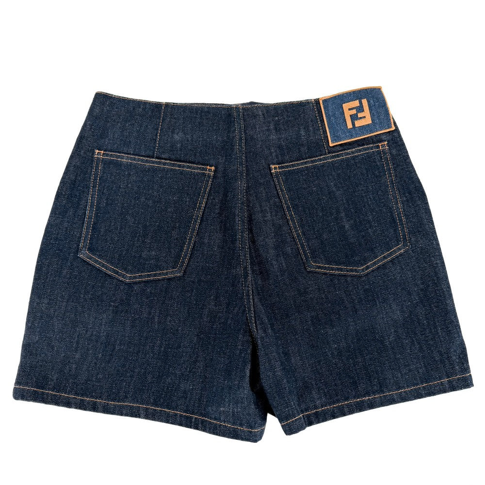 FENDI フェンディ ボトムス デニム キュロットパンツ ショートパンツ アパレル 服 40 インディゴ ガンメタル金具 コットン レディース【中古品】