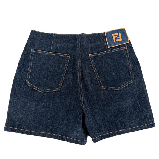 FENDI フェンディ ボトムス デニム キュロットパンツ ショートパンツ アパレル 服 40 インディゴ ガンメタル金具 コットン レディース【中古品】