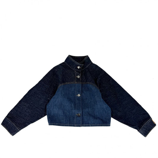 【秋物特集】 FENDI フェンディ デニムジャケット スタンドカラー アウター ショートジャケット アパレル 服 38 インディゴ ガンメタル金具 春 秋 コットン レディース【中古品】