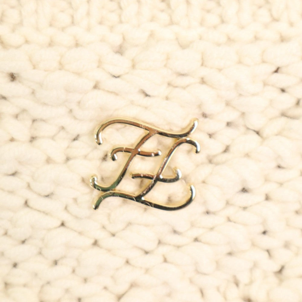 FENDI フェンディ ニット FFロゴ クロップドセーター セーター 長袖 服 トップス アパレル 40 FZX719 ホワイト 白 ゴールド金具 秋 冬 ウール レディース【中古品】