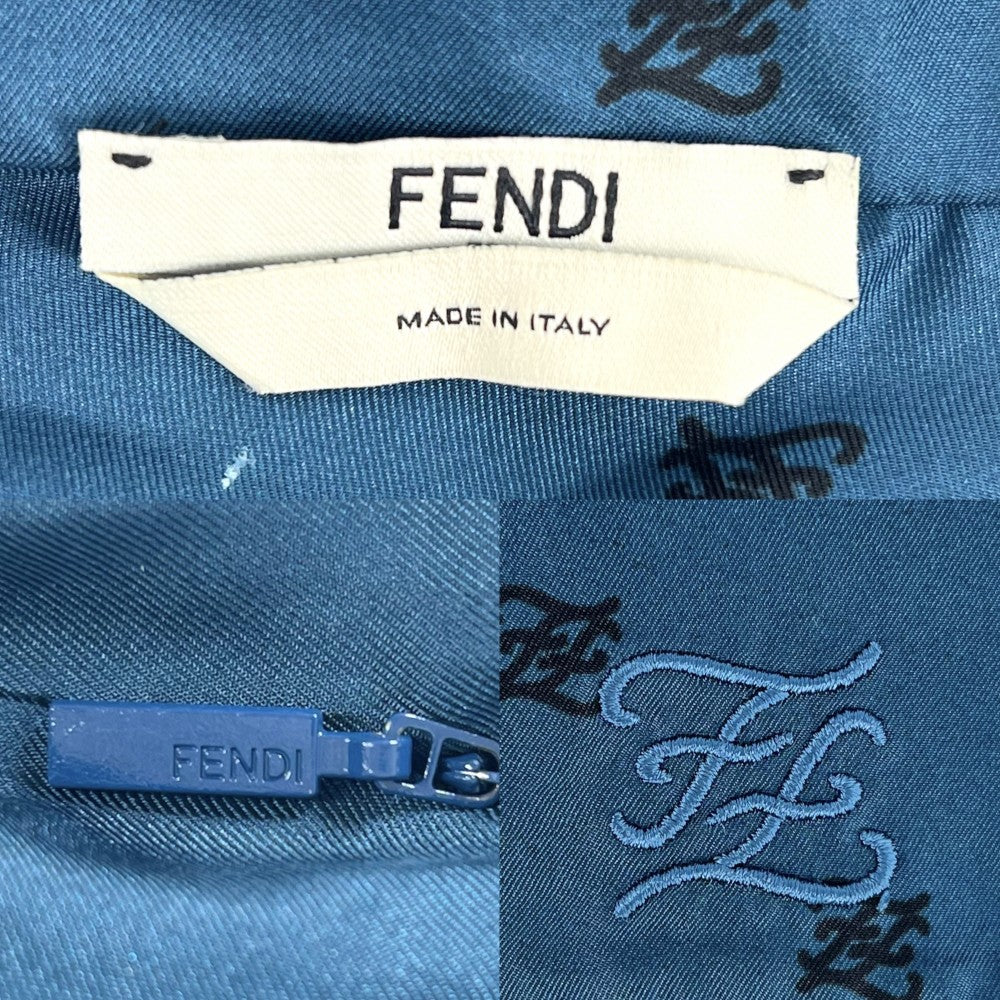 【開店SALE】 FENDI フェンディ ワンピース プリーツ 長袖 ロングワンピース アパレル 服 36 ブルー系 春 秋 ナイロン レディース【中古品】