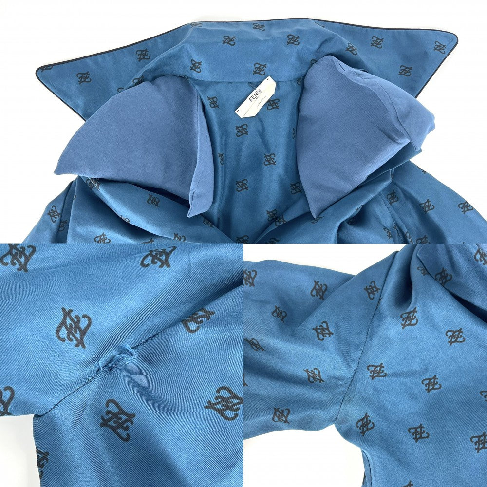 【開店SALE】 FENDI フェンディ ワンピース プリーツ 長袖 ロングワンピース アパレル 服 36 ブルー系 春 秋 ナイロン レディース【中古品】
