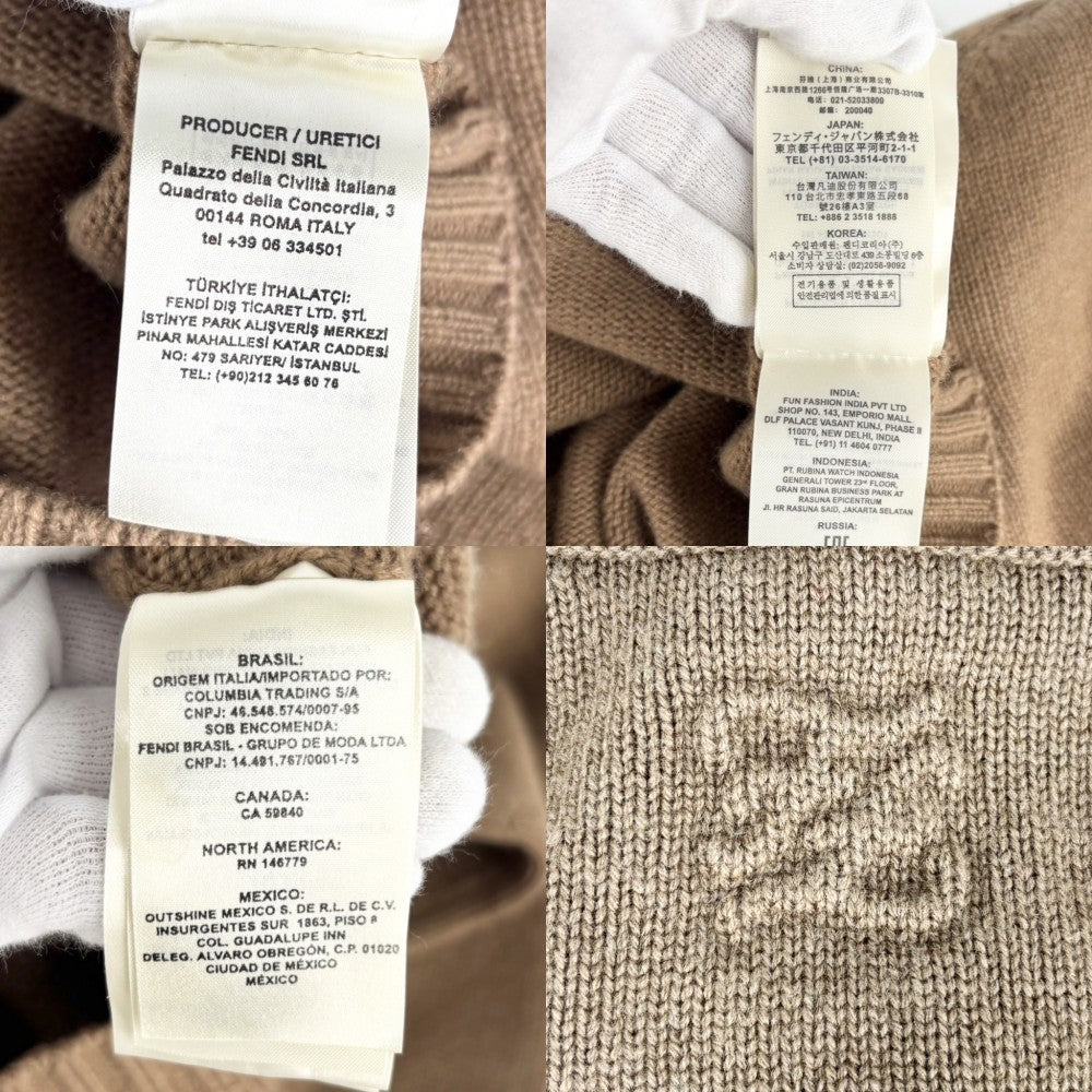 【開店SALE】 FENDI フェンディ セットアップ スカート タートルネック ニット ショート丈トップス アパレル 服 38 ブラウン 茶 秋 冬 カシミヤ レディース【中古品】