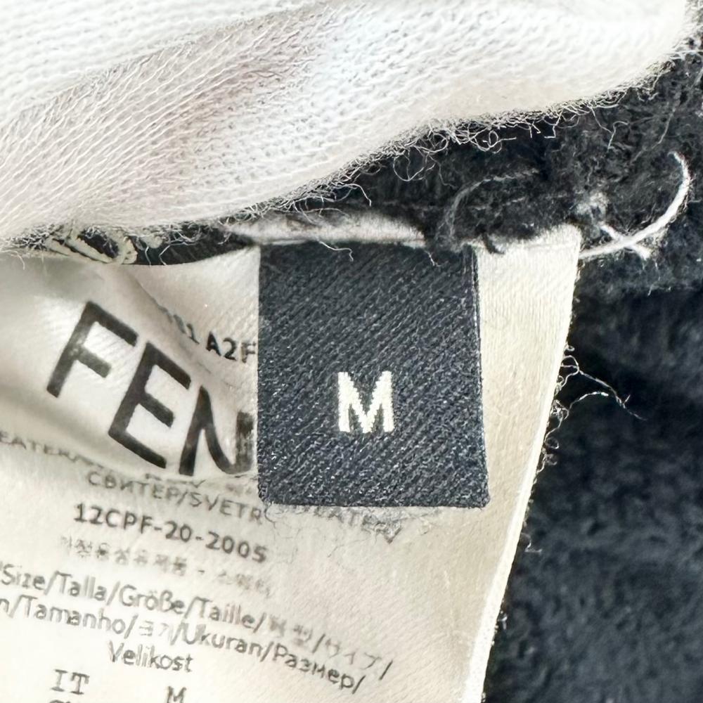 FENDI フェンディ パーカー ズッカ サイドライン プルオーバー M FY0981 A2F1 ブラック 黒 コットン ウール シルク カシミヤ メンズ【中古品】
