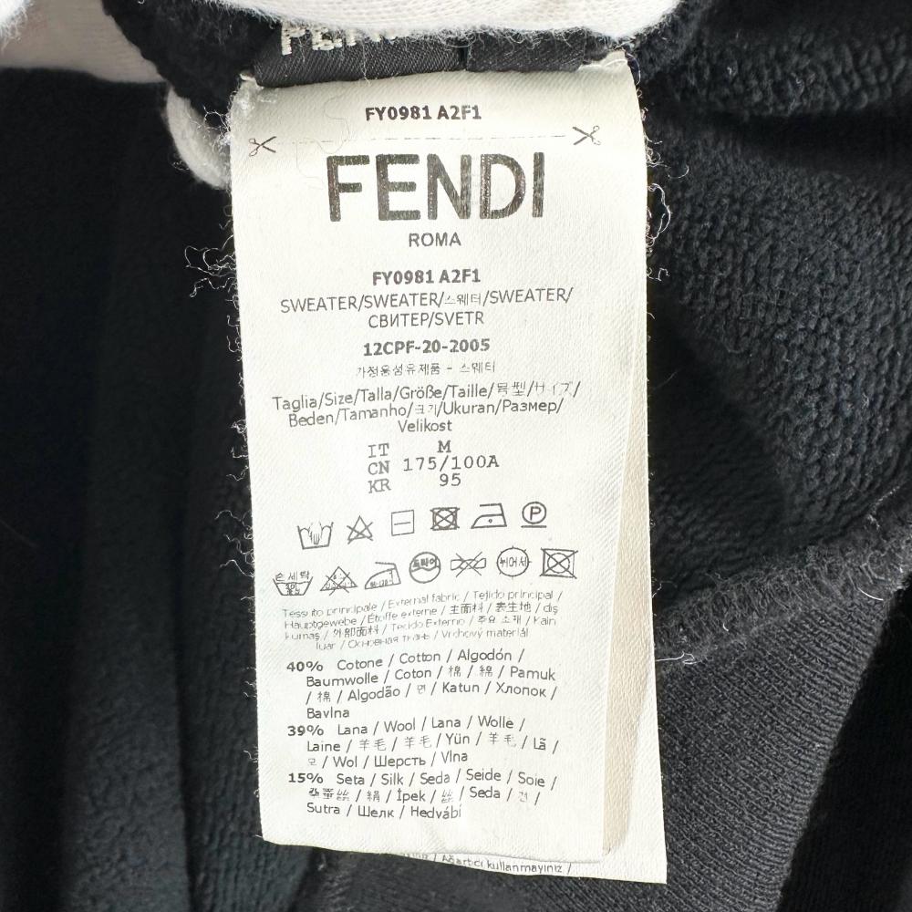 FENDI フェンディ パーカー ズッカ サイドライン プルオーバー M FY0981 A2F1 ブラック 黒 コットン ウール シルク カシミヤ メンズ【中古品】