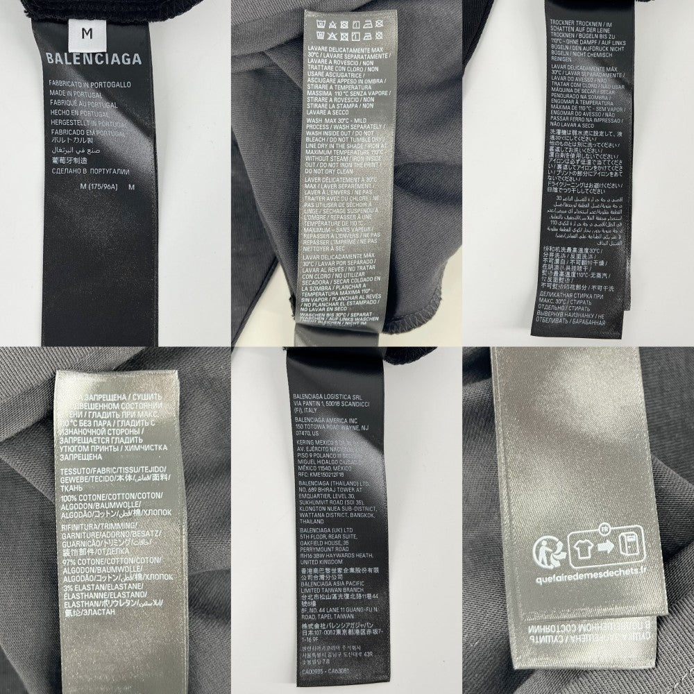 【開店SALE】 BALENCIAGA バレンシアガ 半袖Ｔシャツ ミラー ロゴ 服 トップス アパレル M 764235 ブラック 黒 春 夏 コットン メンズ【中古品】