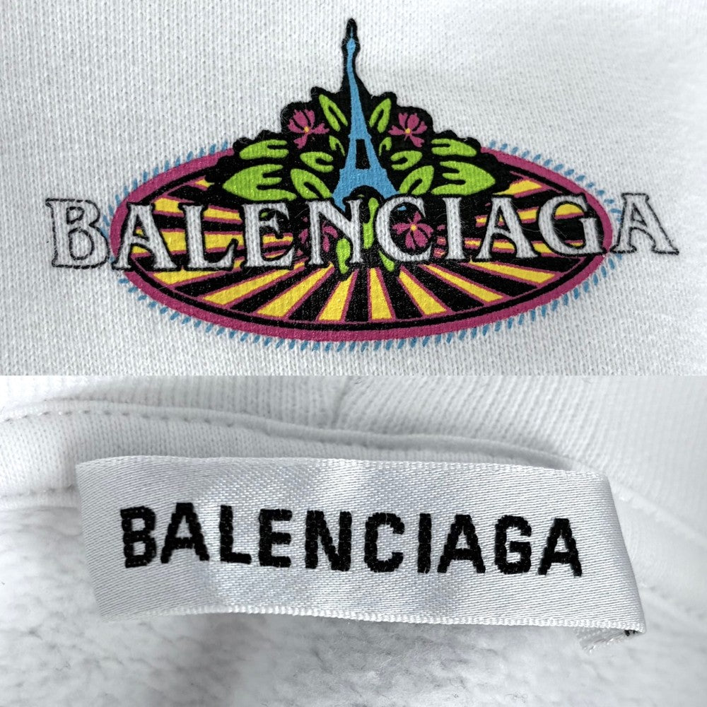 BALENCIAGA バレンシアガ パーカー BONJOUR ボンジュール プルオーバー トップス アパレル 服 S 578135 ホワイト 白 春 秋 冬 コットン メンズ【中古品】