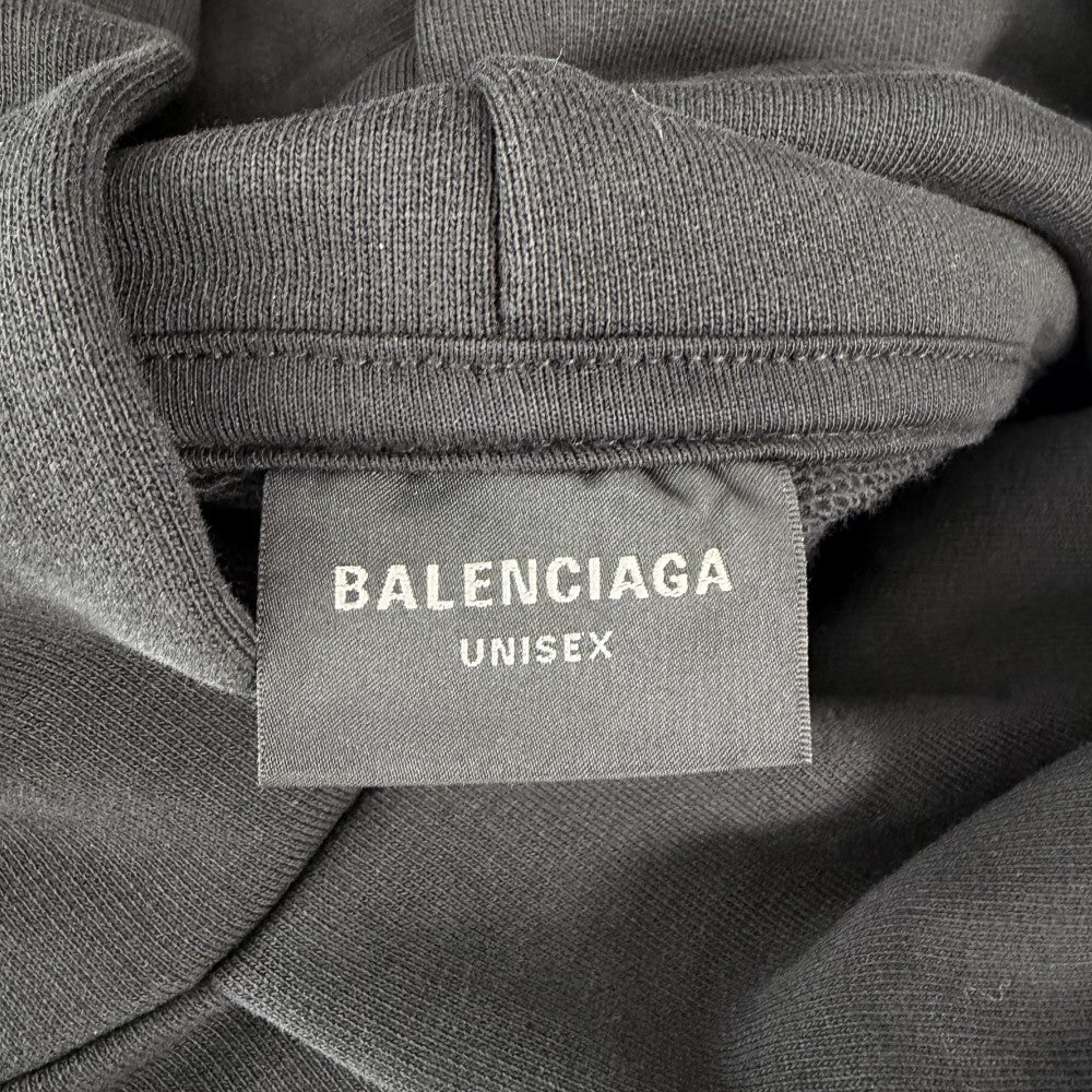 BALENCIAGA バレンシアガ パーカー プルオーバー ロゴプリント トップス フーディ 服 アパレル M 767877 ブラック 黒 秋 冬 コットン メンズ【中古品】