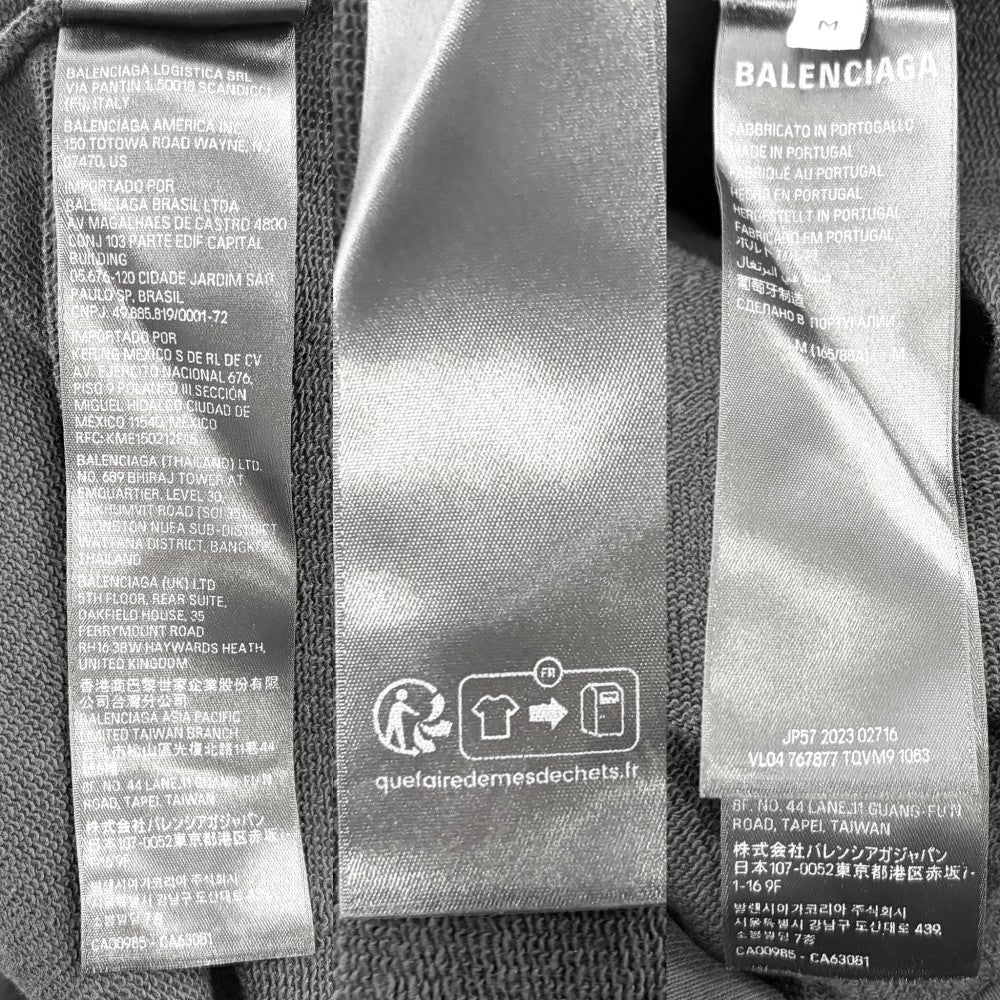 BALENCIAGA バレンシアガ パーカー プルオーバー ロゴプリント トップス フーディ 服 アパレル M 767877 ブラック 黒 秋 冬 コットン メンズ【中古品】