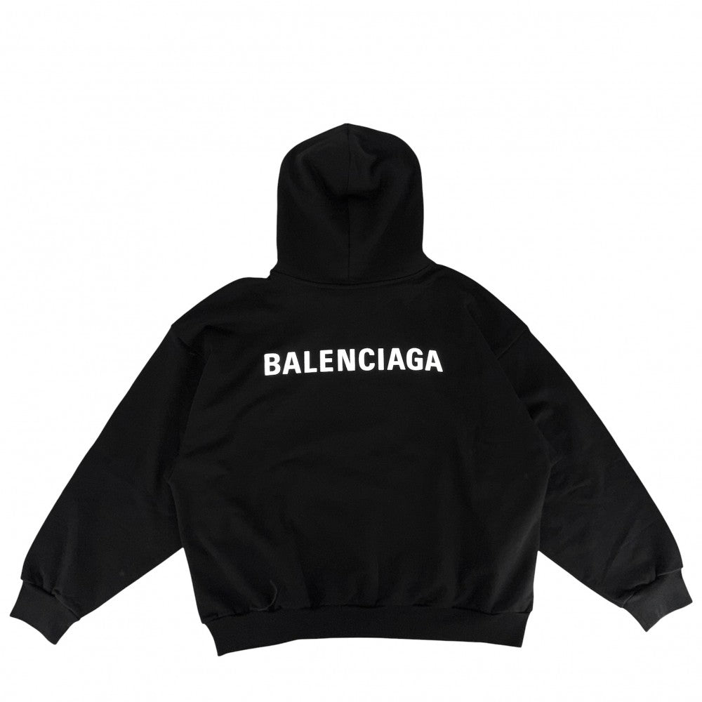 BALENCIAGA バレンシアガ パーカー プルオーバー ロゴプリント トップス フーディ 服 アパレル M 767877 ブラック 黒 秋 冬 コットン メンズ【中古品】