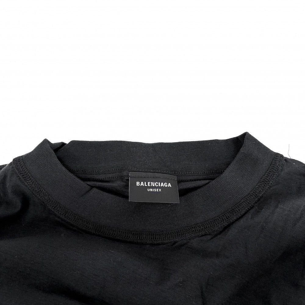 BALENCIAGA バレンシアガ 半袖Ｔシャツ ロゴプリント クルーネックTシャツ アパレル トップス 服 インサイドアウト L ブラック 黒 コットン メンズ【中古品】
