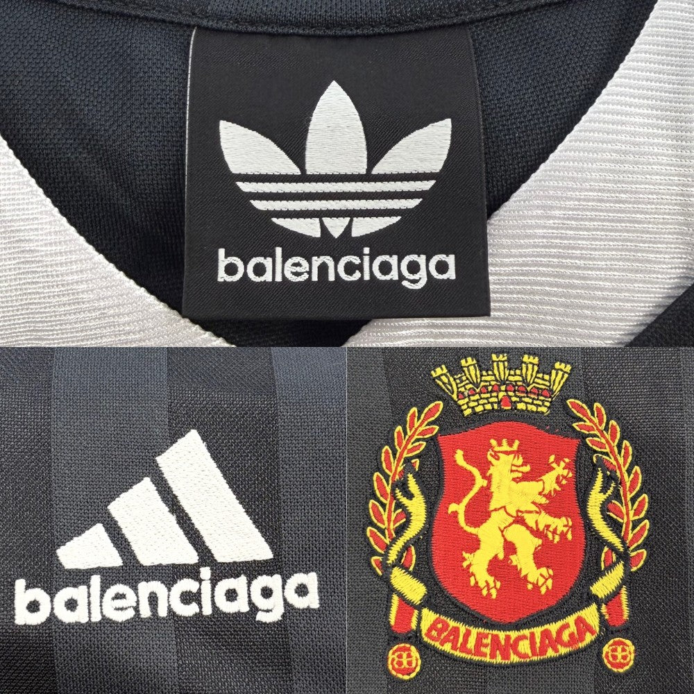 BALENCIAGA バレンシアガ 半袖Ｔシャツ アディダスコラボ ゲームシャツ アパレル ユニフォーム adidas 服 2サイズ 723663 ブラック 黒 オールシーズン ポリエステル メンズ【中古品】