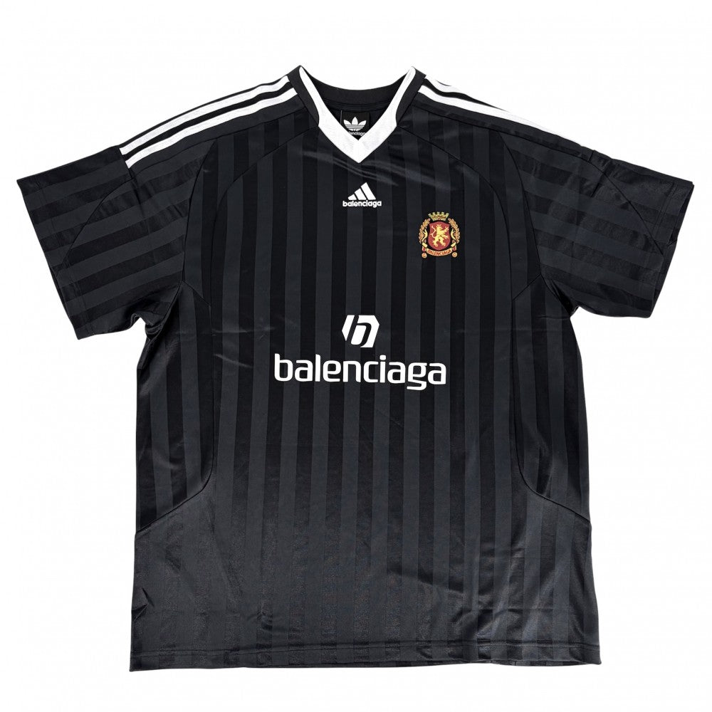 BALENCIAGA バレンシアガ 半袖Ｔシャツ アディダスコラボ ゲームシャツ アパレル ユニフォーム adidas 服 2サイズ 723663 ブラック 黒 オールシーズン ポリエステル メンズ【中古品】