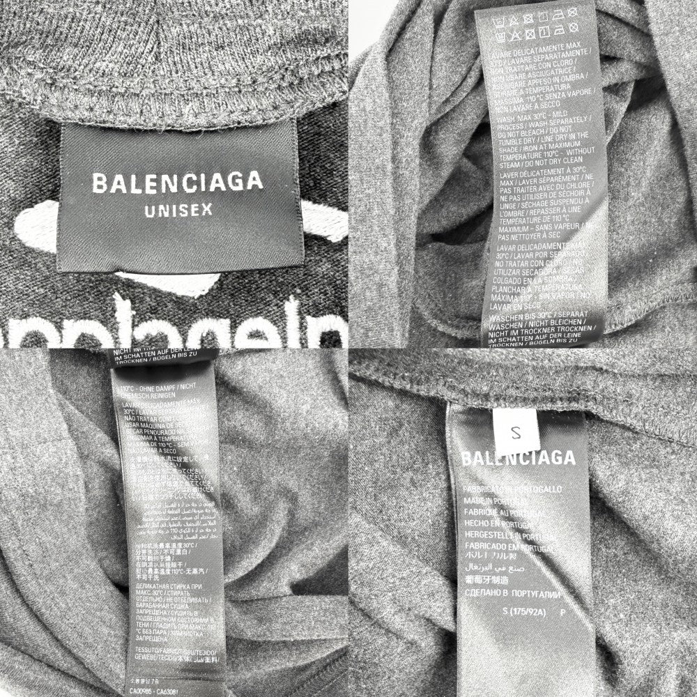 BALENCIAGA バレンシアガ 半袖Ｔシャツ ハイネック 3B スポーツ トップス アパレル ロゴ 刺繍 服 S 767869 チャコールグレー コットン ポリウレタン レディース【中古品】