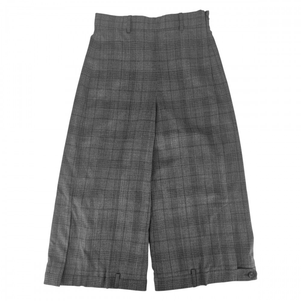 BALENCIAGA バレンシアガ パンツ チェック ボトムス ワイドパンツ 服 34 769023 グレー ブラック金具 ウール レディース【中古品】