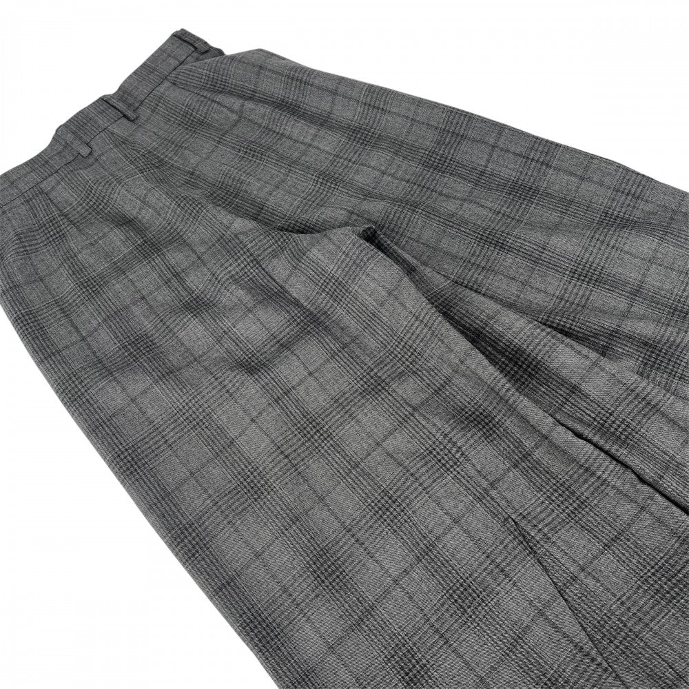 BALENCIAGA バレンシアガ パンツ チェック ボトムス ワイドパンツ 服 34 769023 グレー ブラック金具 ウール レディース【中古品】