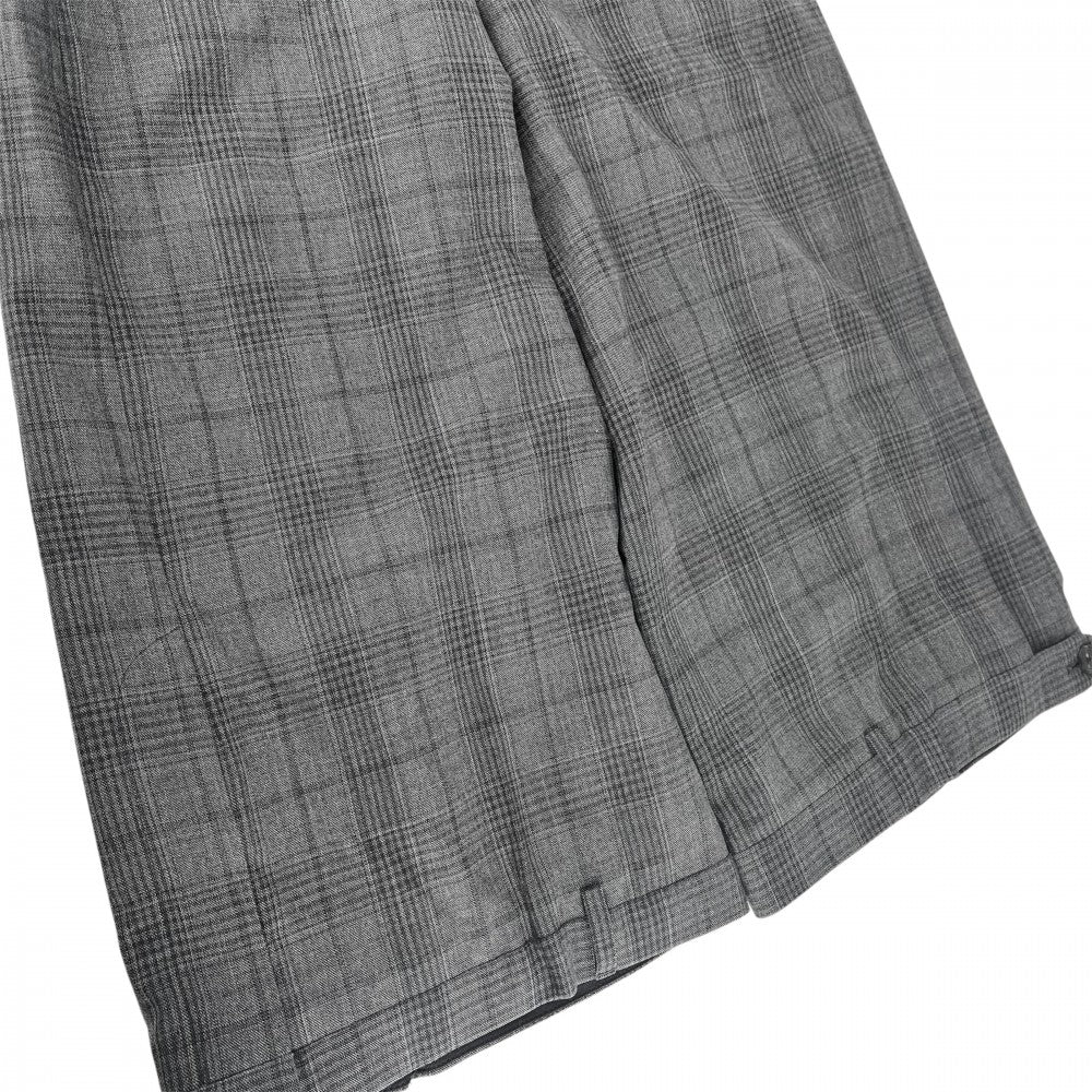 BALENCIAGA バレンシアガ パンツ チェック ボトムス ワイドパンツ 服 34 769023 グレー ブラック金具 ウール レディース【中古品】