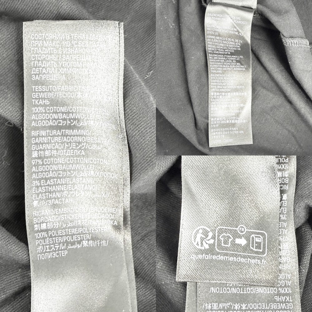 BALENCIAGA バレンシアガ 半袖Ｔシャツ クルーネックTシャツ トップス アパレル 服 XXS 641675 ブラック 黒 オールシーズン コットン メンズ【中古品】