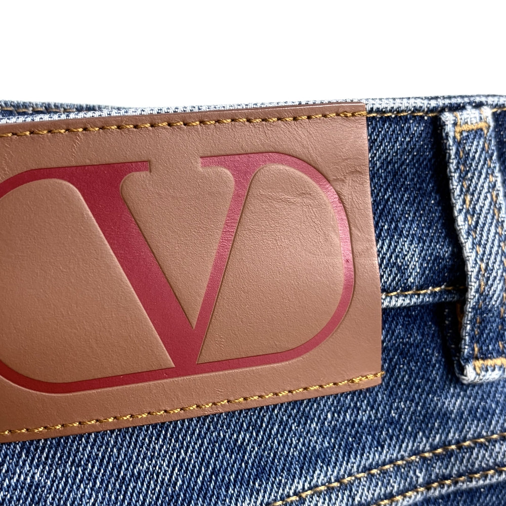 VALENTINO ヴァレンティノ デニムパンツ ロゴ ショートパンツ アパレル 服 インディゴ 春 夏 コットン ポリウレタン レディース【中古品】