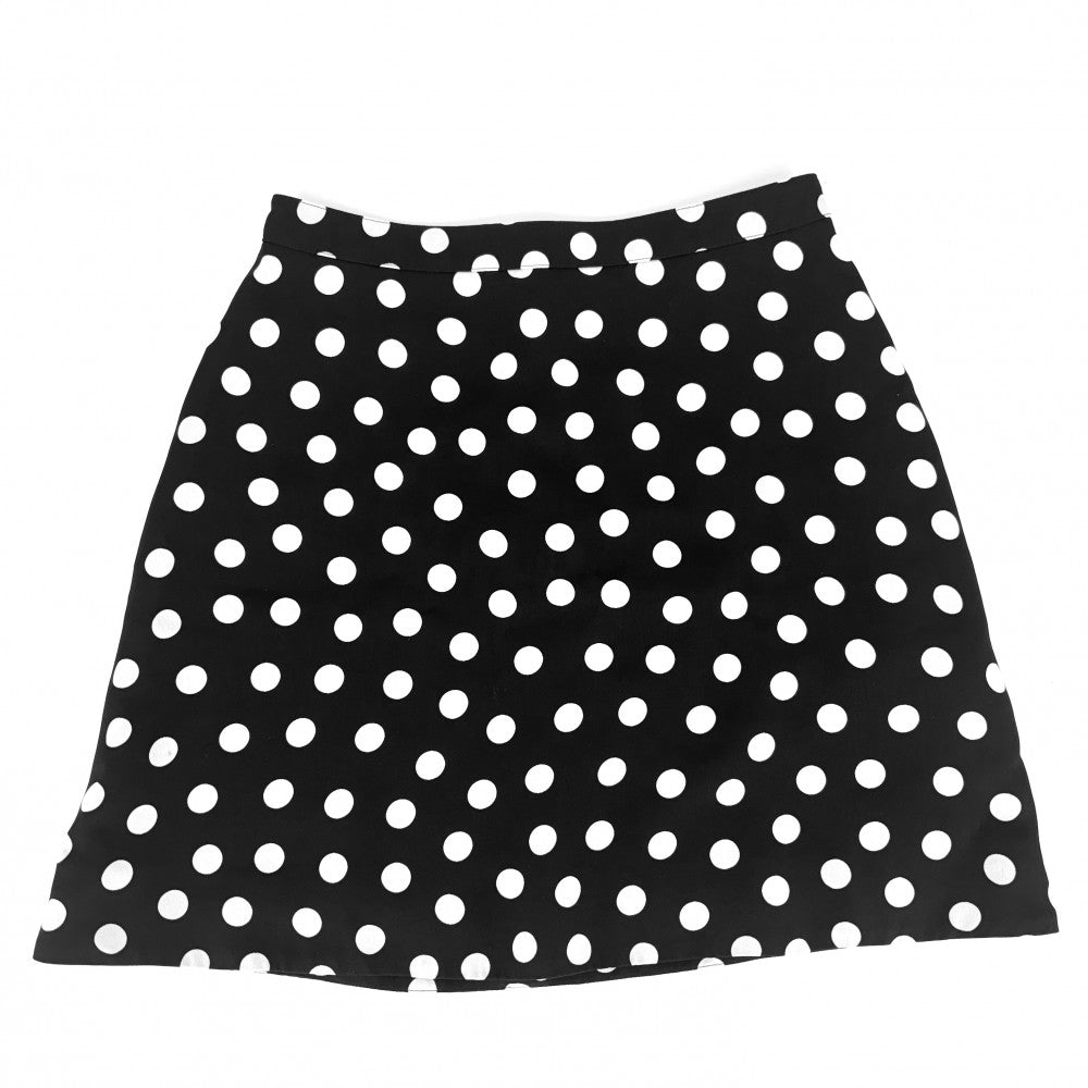 【開店SALE】 SAINT LAURENT PARIS サンローランパリ スカート 水玉 ミニスカート ボトムス ドット アパレル 服 36 ブラック 黒 ホワイト 白 ゴールド金具 オールシーズン レーヨン レディース【中古品】