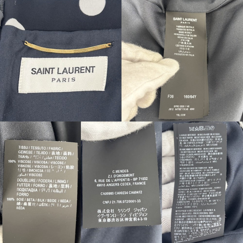 【開店SALE】 SAINT LAURENT PARIS サンローランパリ スカート 水玉 ミニスカート ボトムス ドット アパレル 服 36 ブラック 黒 ホワイト 白 ゴールド金具 オールシーズン レーヨン レディース【中古品】