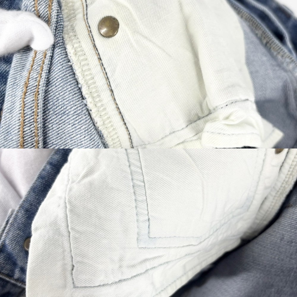 【開店SALE】 SAINT LAURENT PARIS サンローランパリ デニムパンツ スキニー ジーンズ ボトム ダメージ加工 長ズボン サイズ28 421227 ライトブルー アンティークゴールド金具 オールシーズン コットン ポリウレタン レディース【中古品】