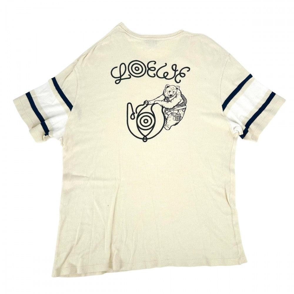 【開店SALE】 LOEWE ロエベ ニット IBIZA サマーニットカットソー クルーネック トップス アパレル 服 XL H664Y22J02 アイボリー 春 夏 コットン メンズ【中古品】